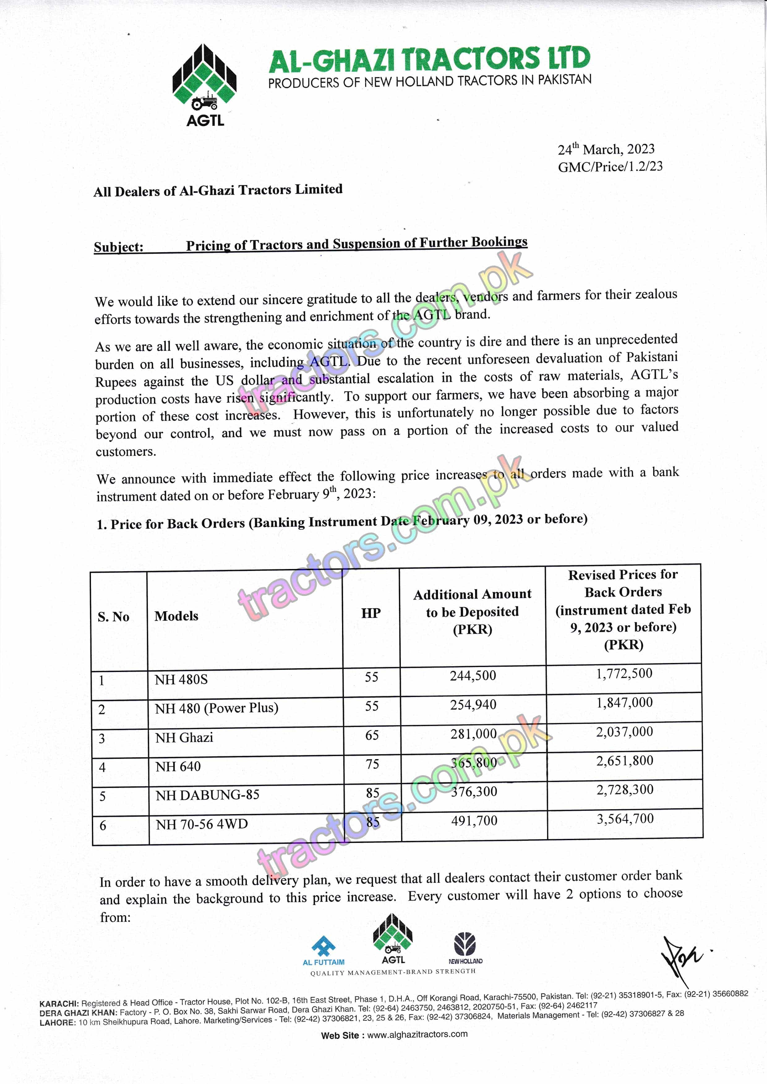 agtl booking suspension letter