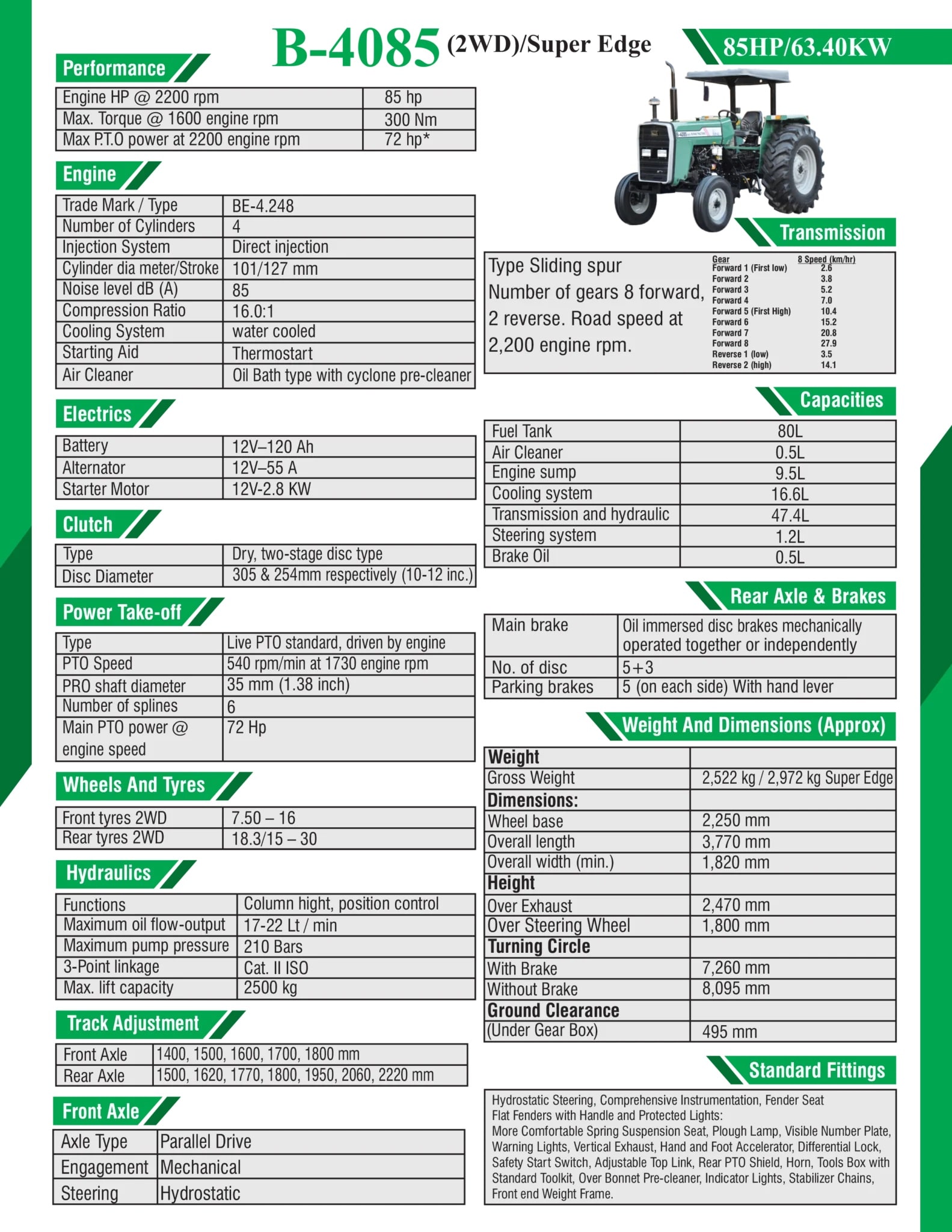 buraq b-4085 tractor specifications