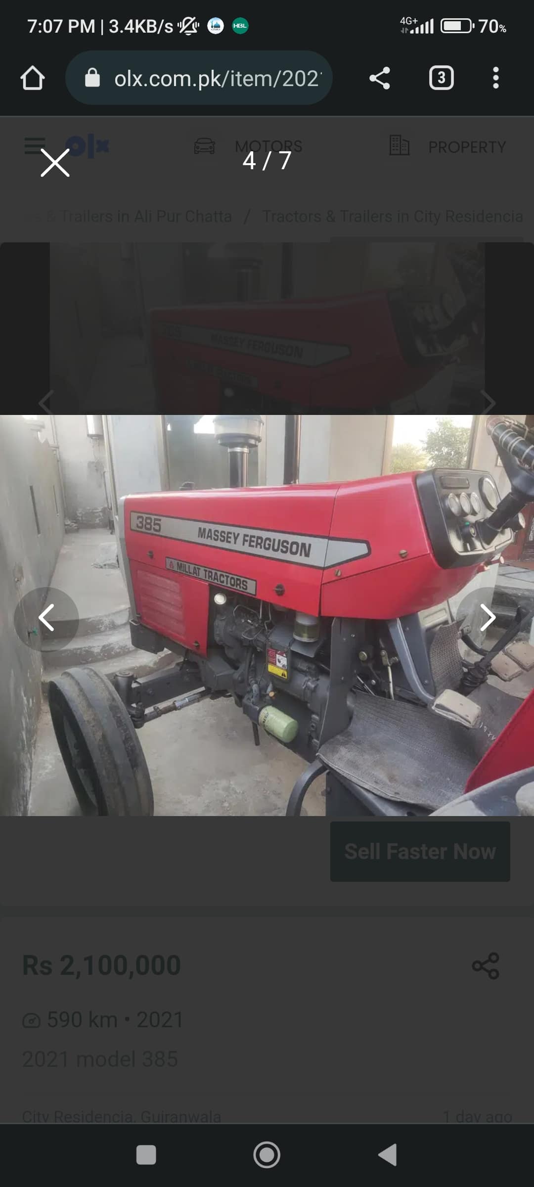 MF 385 tractor model 2021 Millat tractor