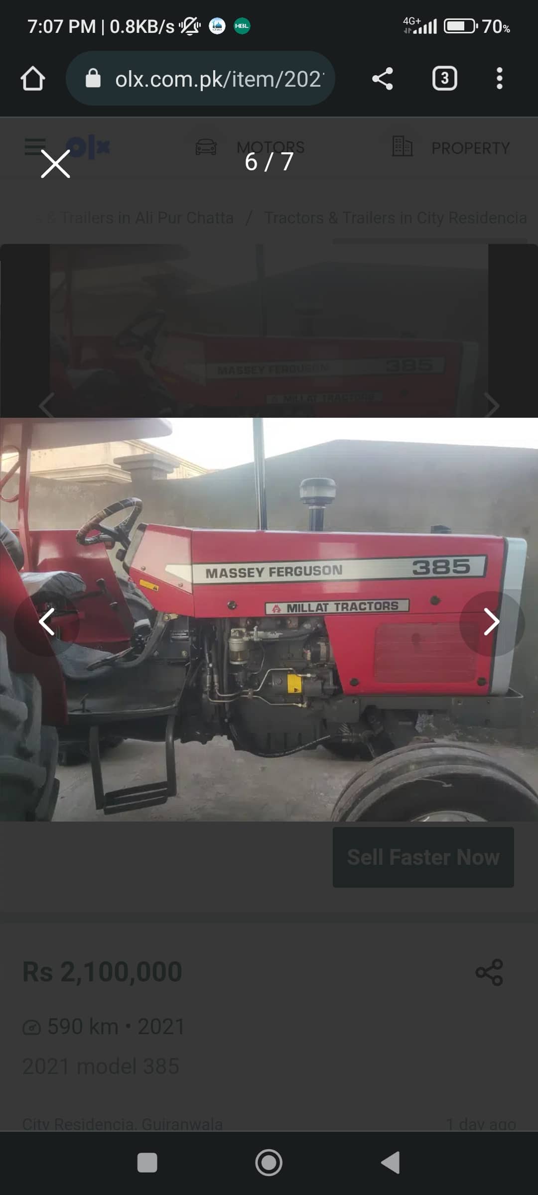 MF 385 tractor model 2021 Millat tractor